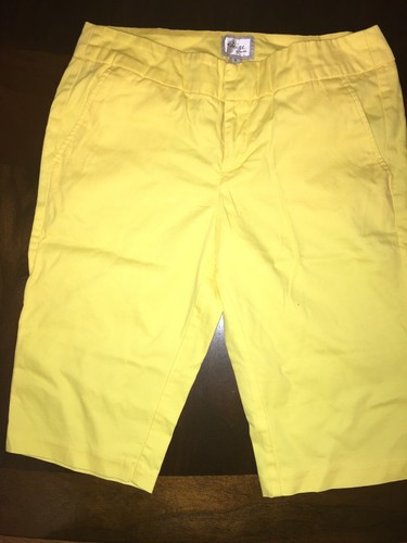 ECI Crop Capri Pants SZ 6 Womens Yellow 95%Cotton 5%Spandex Stretch EUC