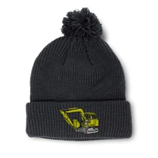 Pom Pom Beanies for Women Excavator A Embroidery Winter Hats for Men Skull Cap