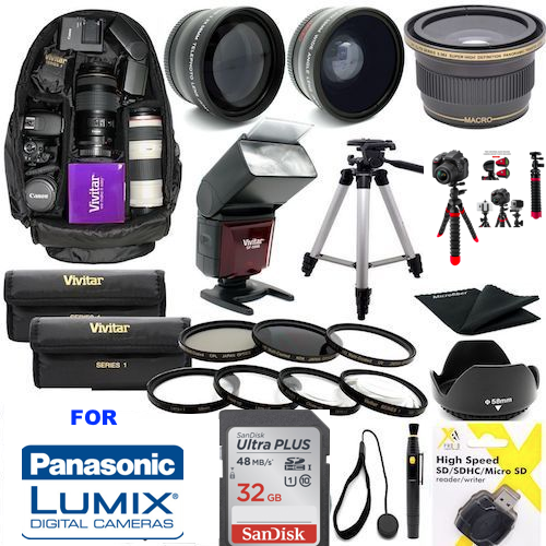 Panasonic Lumix DMC-FZ100 32GB PRO MEGA HD KIT LENSES-FLASH-TRIPOD