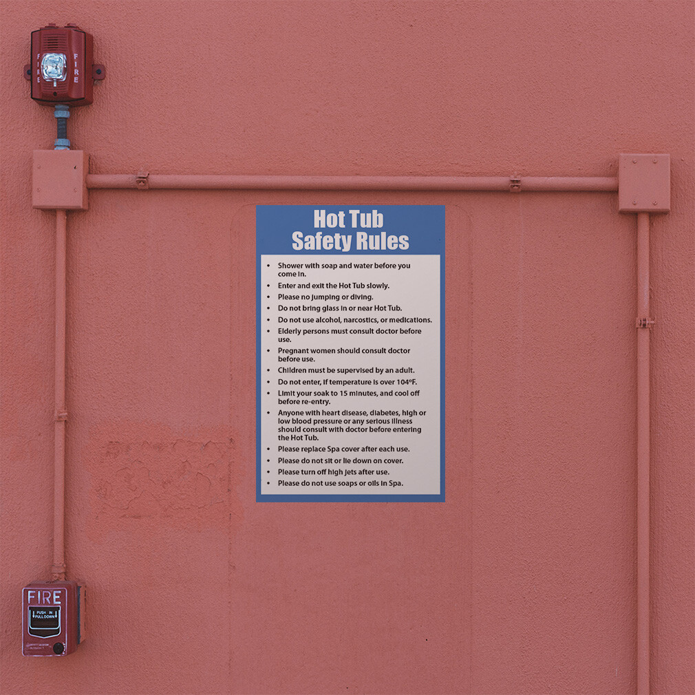 Vertical Vinyl Stickers Hot Tub Safety Rules Grelly USA
