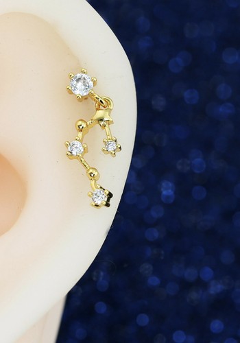 Gem Crystal Ear Cartilage Helix Ring Bar Stud Ear Cuff Climber Piercing Earring - Picture 130 of 268