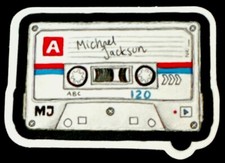 MICHAEL JACKSON STICKER         GLOSSY  2 1/2  X 2   CASSETTE  AWESOME        