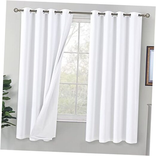 White Blackout Curtains for Bedroom 63 Inch 52