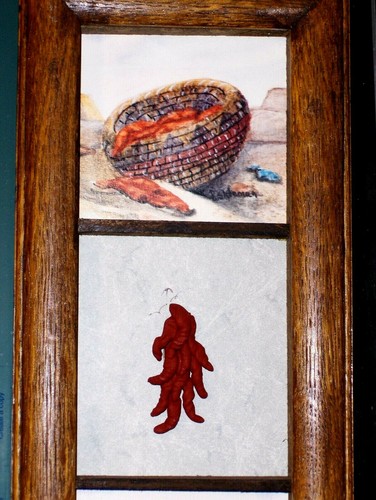 VTG ORIGINAL Hot Chili Red Pepper Shadow Box Pueblo Pottery D Eshlemans Print