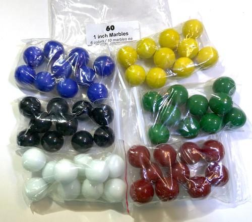 NEW - 60 count Game Marble Replacement Set - 1 inch (25mm)