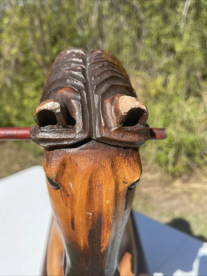 Vintage Large Wooden Rocking Horse 32.5”x 24.5” X 12” - Image 3 of 4