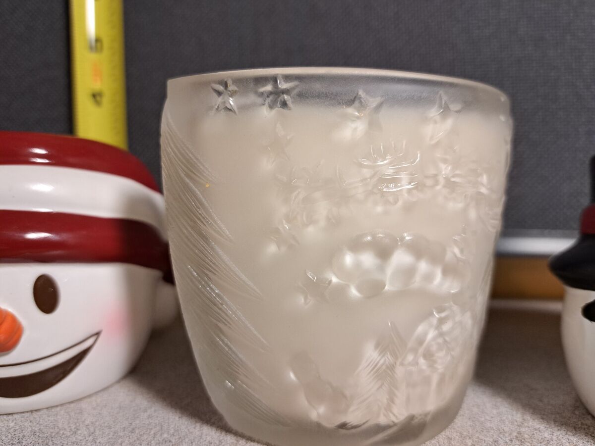 Ceramic Snowman Candle Holders & one Glass candle Holiday Ceramic Snowman Candle Holders & one Glass candle Holiday