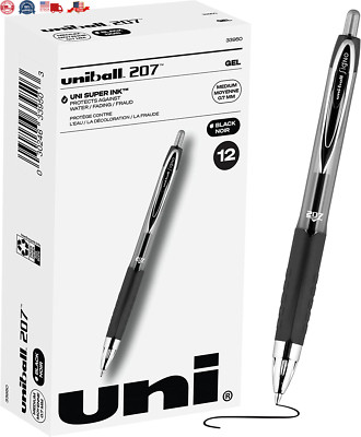 Uniball Signo 207 Gel Pen 12 Pack, 0.38Mm Ultra Micro Black Pens, Gel Ink Pens |