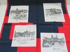 Vintage Amsterdam Souvenir Scarf - Red White Blue -Tourist Attractions Landmarks