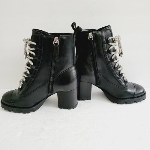 Schutz Kail Mid Glam Black Leather Boots Size 5 - Picture 2 of 8