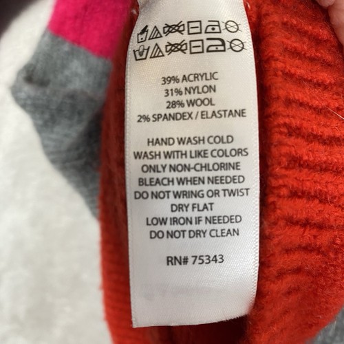 C&C California Sweater Women's Large Wool Blend Striped Crewneck Gray Pink Red - Picture 5 of 6