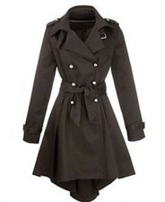 Ladies Steampunk Coat Skirt Dress Jacket High Low Black Military Goth Retro Blog