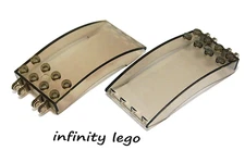 2 LEGO Trans Black Smoke Windscreen 4x8 Curved Locking Dual Studs Cockpit 46413