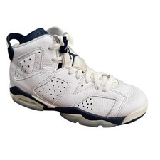 Air Jordan 6 Retro Shoes Youth Size 5Y White Midnight Navy Sneakers 384665-141