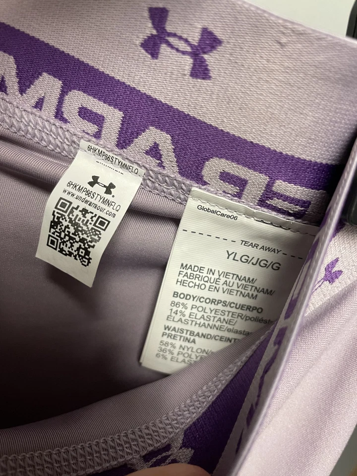 NWT Under Armour Girls Purple Lilac Ankle Athletic Leggings - Size L Youth - Image 2 of 3