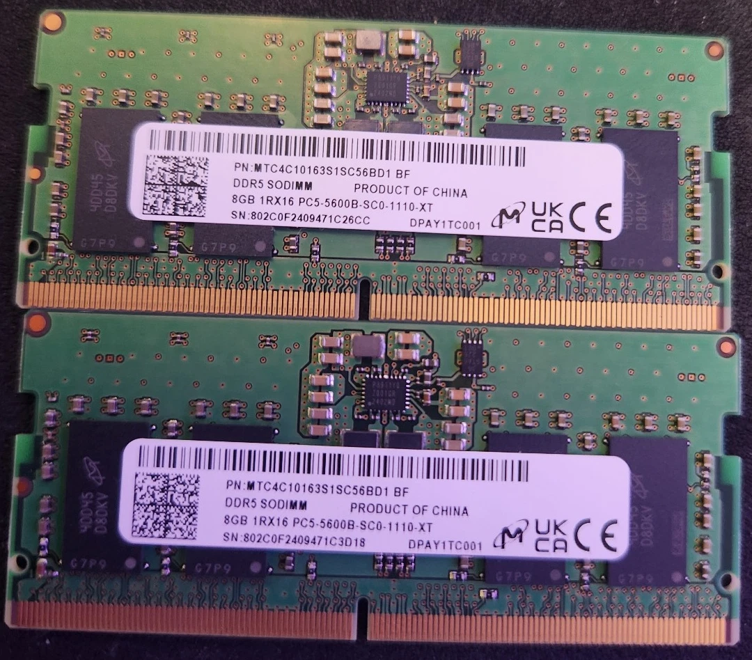 Micron 16GB (2x8GB) DDR5 5600 SO-DIMM Laptop RAM PC5-5600B | eBay