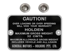Gross Weight Tag for Holden FB EK Ute/Van EH Ute 32 CWTS