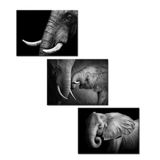 KREATIVE ARTS - Black and White Elephant Canvas Wall Art Decor Animal Paintin...