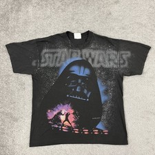 VTG Star Wars Shirt Adult S/M 24 x 19 Darth Vader AOP All Over Graphic 1996 90s