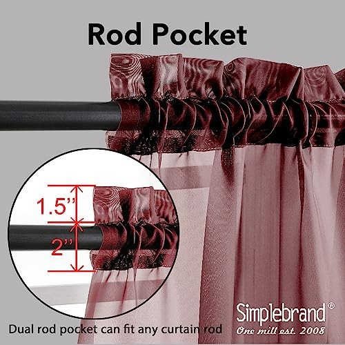 Red Sheer Panles 72 Inches Long 2 Panels for 42"W x 72"L (Pack of 2) Burgundy - 第 4/7 張圖片