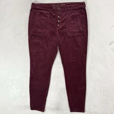 American Eagle High Rise Jegging Jeans Size 18 Burgundy Red Corduroy Cords