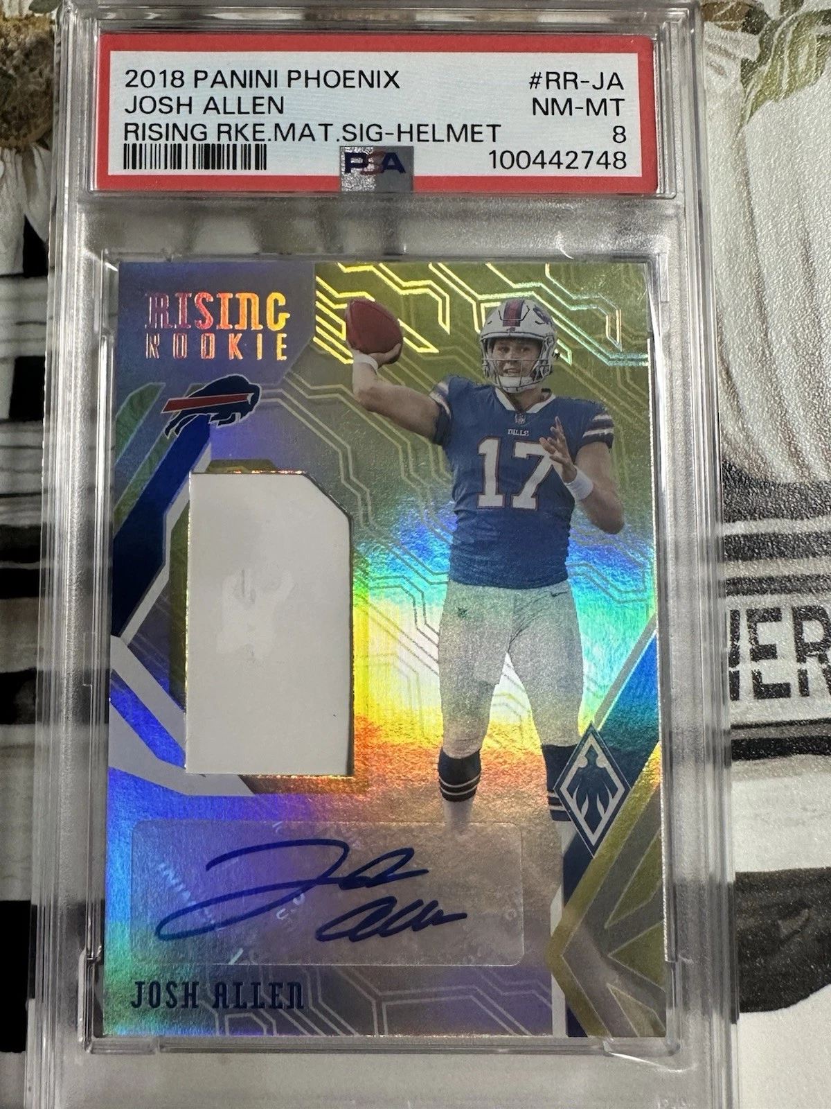 Josh Allen Panini Phoenix Rising Rookie Material Signatures #RRJA Helmet