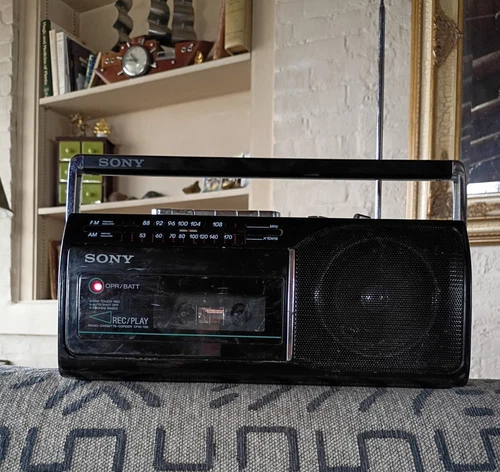 Sony CFM-130 Tape Deck/Radio Recorder 12" Long Portable W/Cord Tested Working