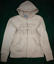 VTG Juicy Couture Zip Hoodie Jacket XL Tan Full Zip Y2K Cool Hood
