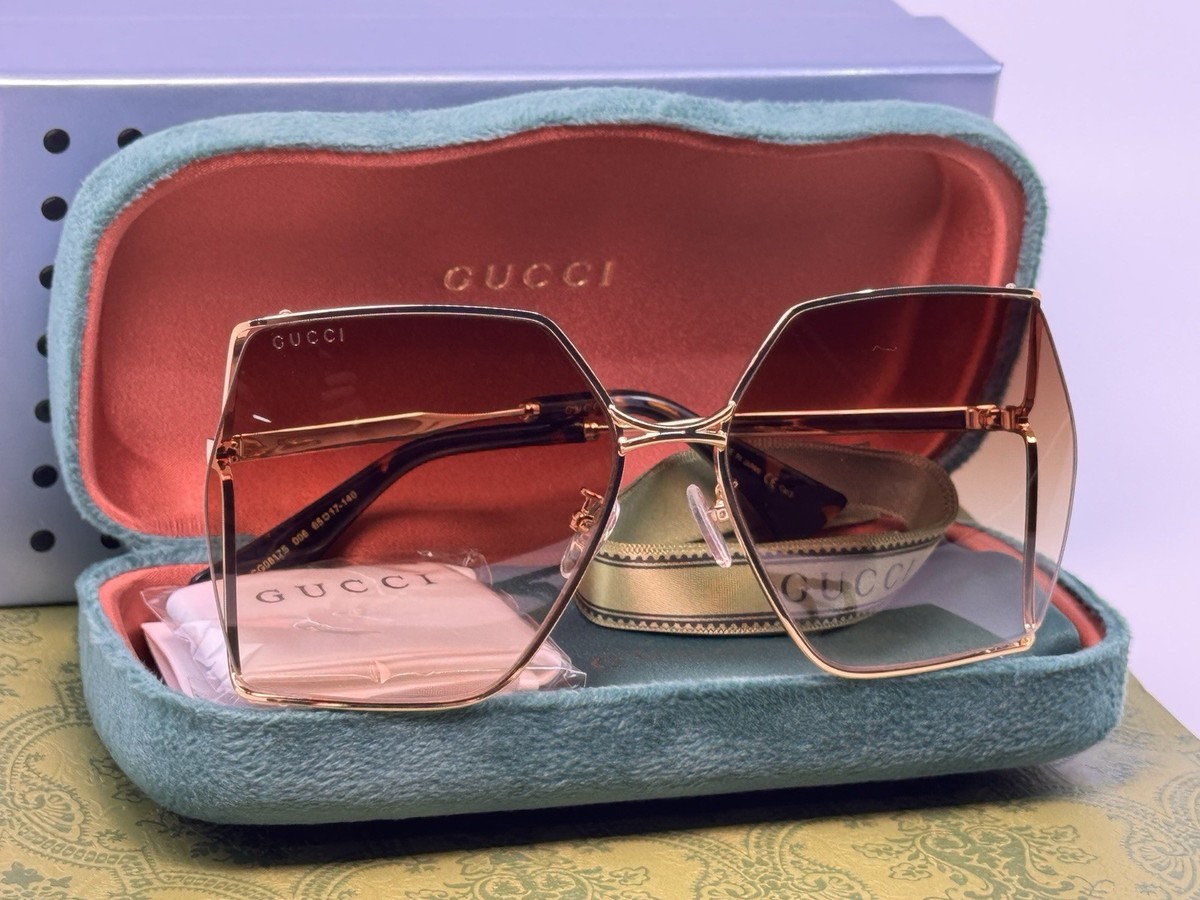 Gucci Oversized GG0817S 006 Gold Metal Frame with Brown Gradient