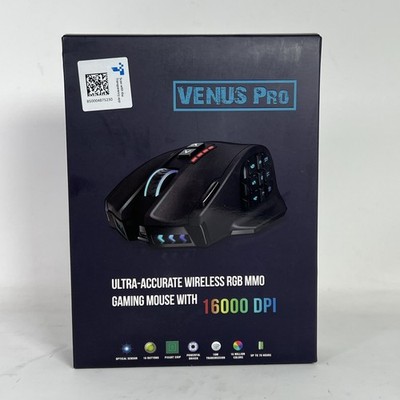 Venus Pro RGB Wireless MMO Gaming Mouse, 16,000 DPI Optical Sensor, 2.4 Ghz Tran