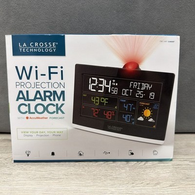 La Crosse C82929 Wi-Fi Projection Alarm Clock Weather Station USB Charger