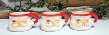 Three Vintage 1960s smaller Holt Howard Winking Santa Claus Mugs. Made in Japan.