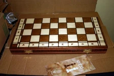 Husaria European Folding Wooden Chess Game Set, "King's Classic" - 18"