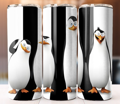 Penguins of Madagascar Tumbler 20 oz Cup Mug Straw Double Wall Stainless Steel