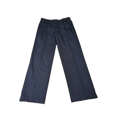 Pantalon Homme Brooks Brothers - Taille 34x31 - Bleu Marine Rayé - Plissé Droit - Très Bon État