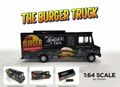 EE. UU. - Camión de comida Step Van - The Burger - negro - American Diorama 1:64 - Imagen 4 de 6