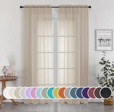 Sheer Curtains 90 Inches Long for Bedroom Living 42"W x 90"L Pack of 2 Taupe