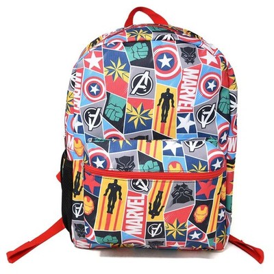 Large Backpack - Marvel Avengers Logo Allover Print Icon Comic 16'' School Bag