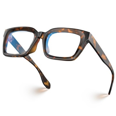 Chunky Square Blue Light Blocking Glasses with Anti Computer Glare for Workin...