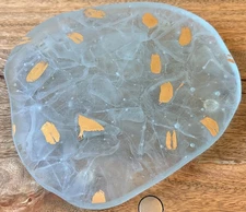 Annie Glass Elements Earth 8" Green Gold Glass Trivet