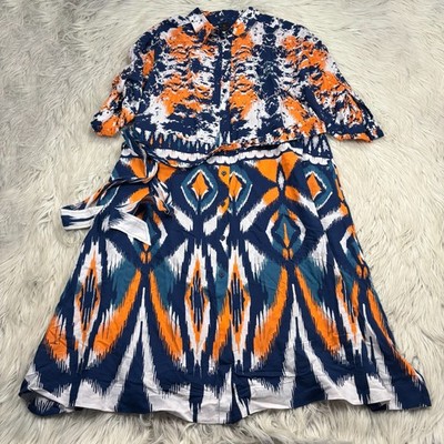 ikat shirt dress IKAT Print Shirt Dress, IKAT AZURE BLUE / 4