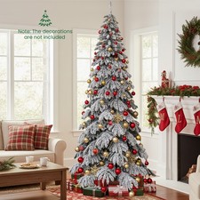 9 FT Artificial Christmas Tree w/Quick Power Connectors1223 Flocked Branch Tips