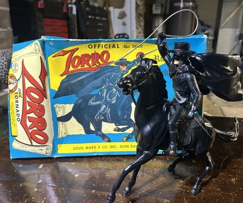 Vintage 1959 Marx 8" Zorro and Tornado figure set (COMPLETE Original Box