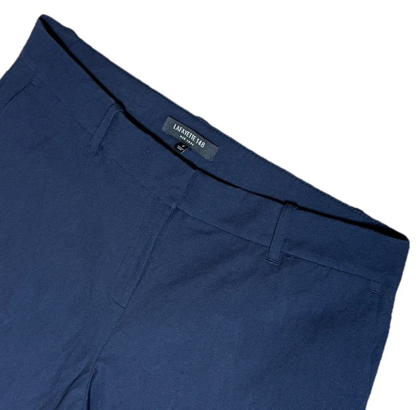 Lafayette 148 Technical Stretch Bermuda Shorts Sz 6 $398 Manhattan Navy Blue - Image 4 of 4