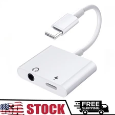 2 in1 Charger and Headphone USB Type C to 3.5mm Aux Audio Cable Cord Adapter Lot