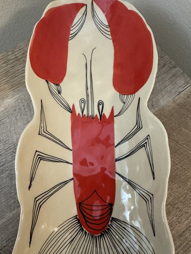 Andrew Ludick Crate & Barrel Lobster Bowl Plate Ceramic Hand Painted Portugal - Bild 5 von 13