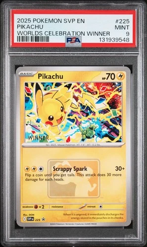 2025 POKEMON SVP PROMO WORLDS CELEBRATION TOURNAMENT WINNER #225 PIKACHU PSA 9