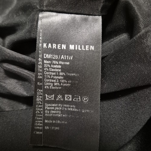 Karen Millen Black Midi Pencil Dress Size 10 Long Sleeve Boat Neck - Bild 7 von 8