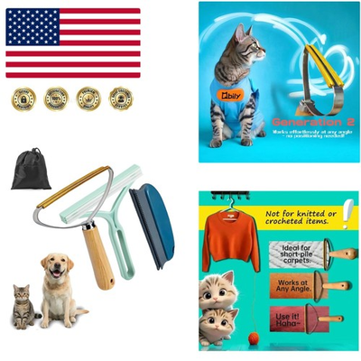#ad 3 Pack Portable Pet Hair Remover Lint Removal for Carpets Couch and Clothes $17.09