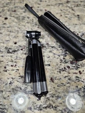 Vintage Mini Camera Tripod Folding Tabletop Metal Black Silver Marked JAPAN...